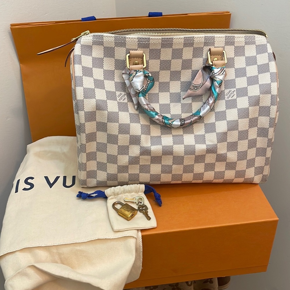 Brandnew Authentic Louis Vuitton Speedy 30 Damier Azur